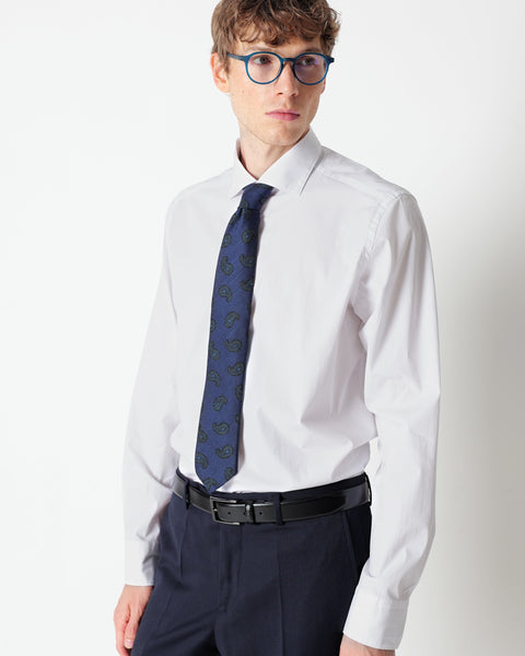 white stretch cotton poplin washed shirt