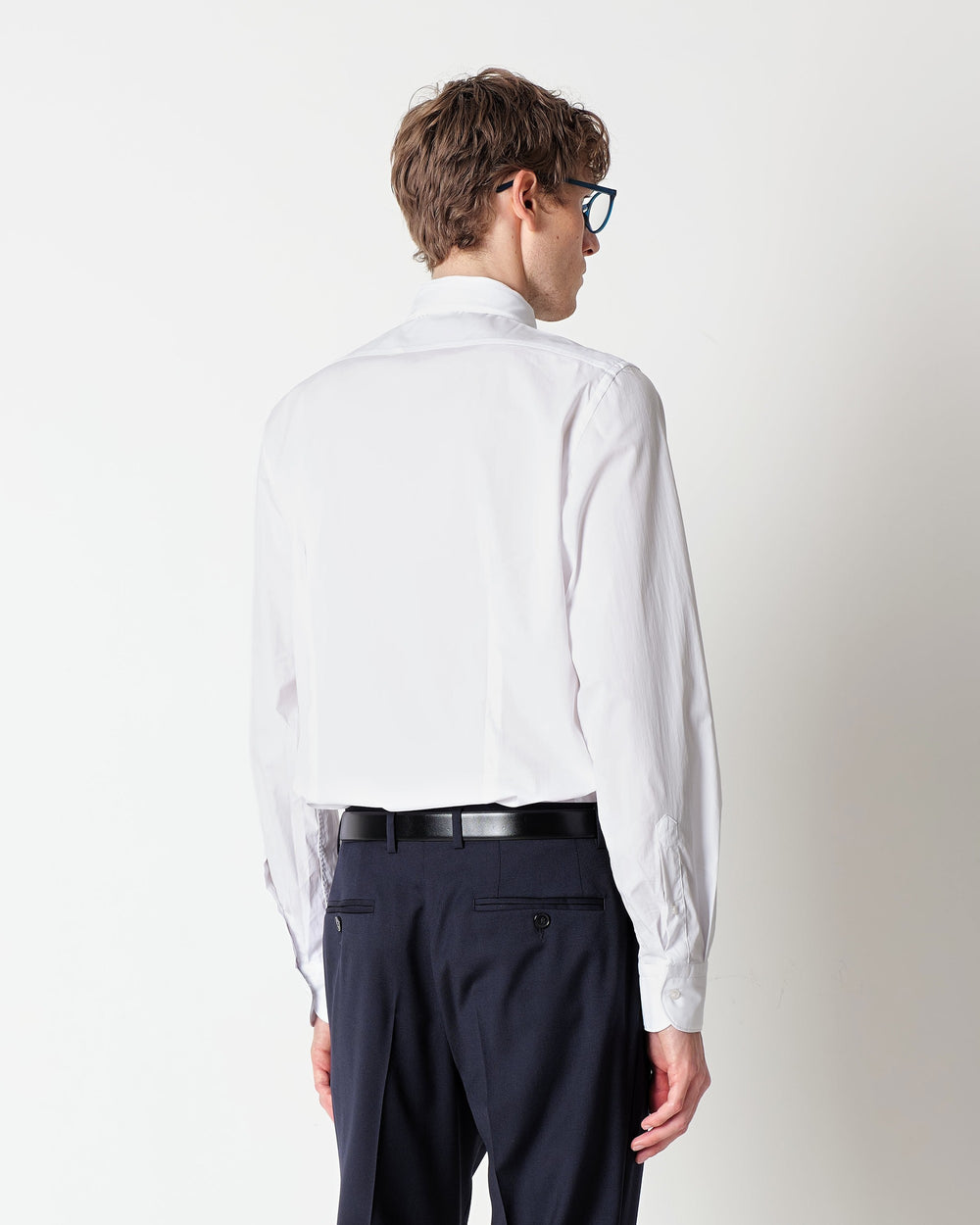 white stretch cotton poplin washed shirt
