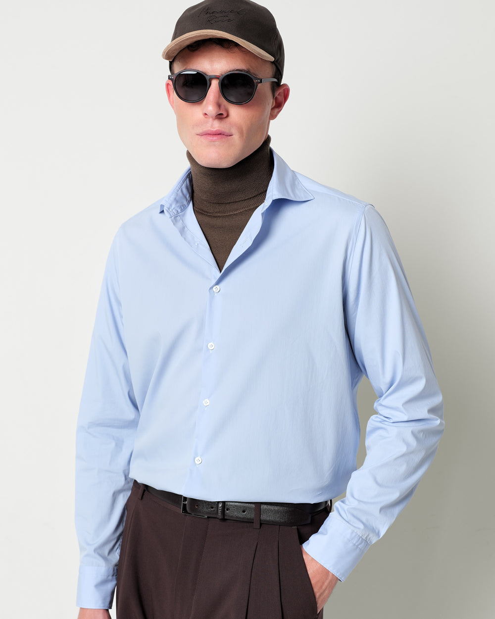 stretch cotton poplin washed shirt