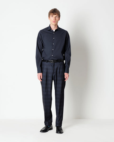 blue stretch cotton poplin washed shirt