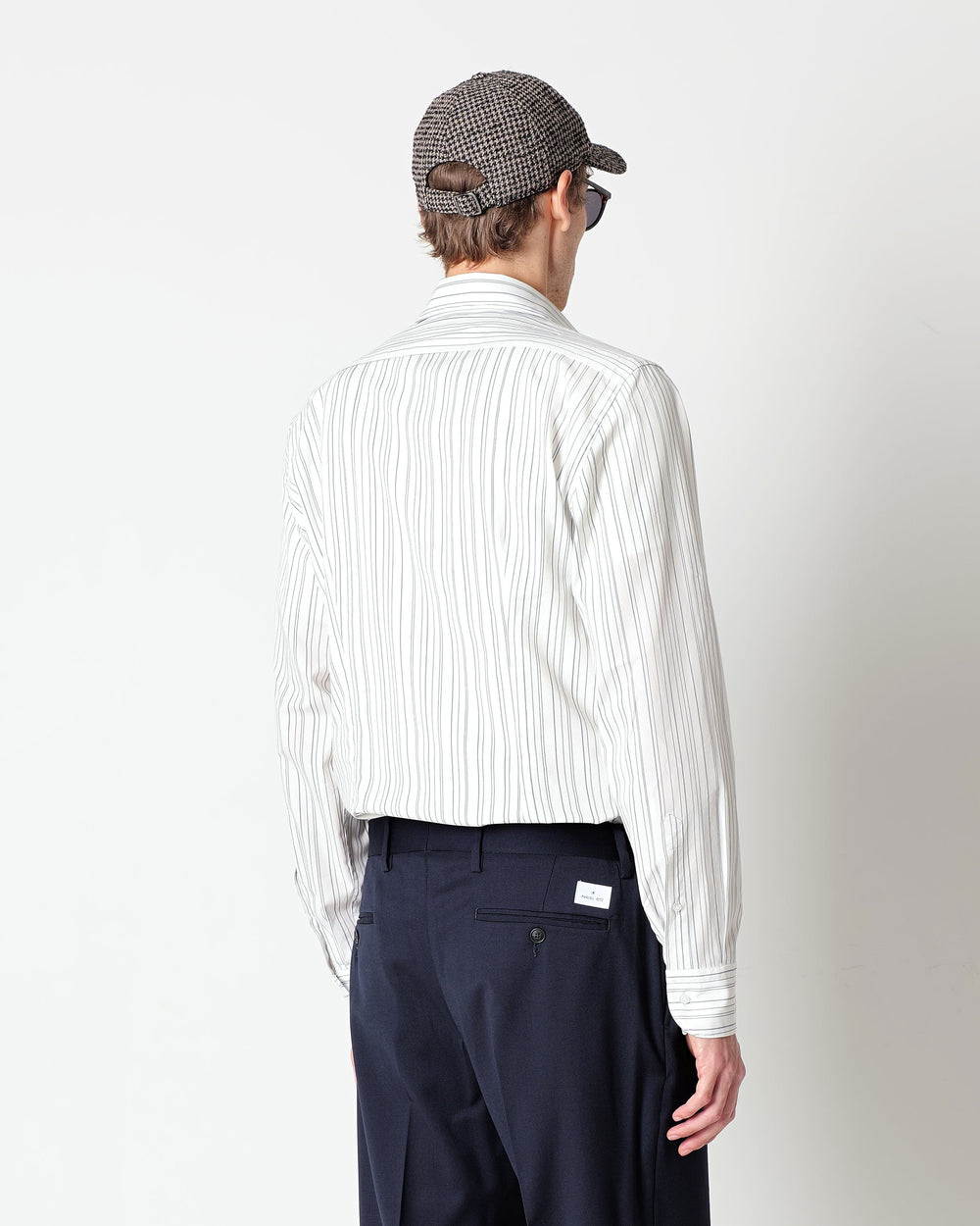 blue washed pinstripe stretch cotton poplin shirt