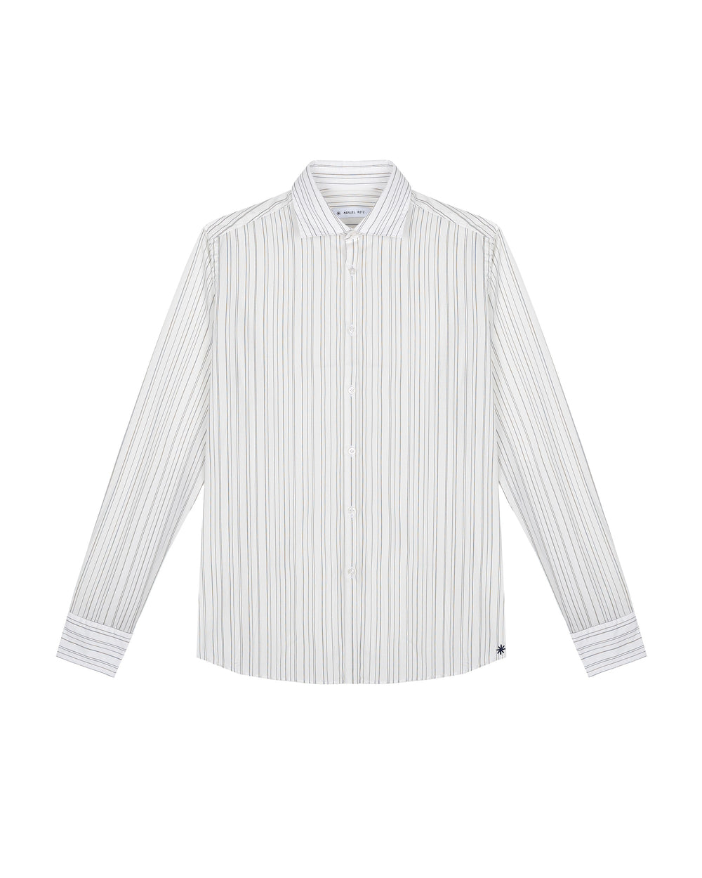 gray washed pinstripe stretch cotton poplin shirt