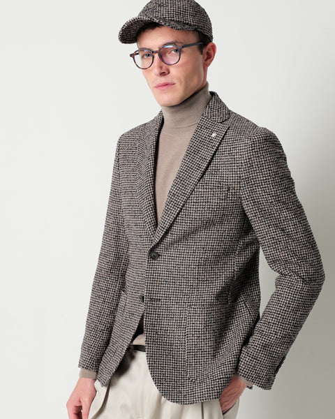 cotton blend houndstooth blazer