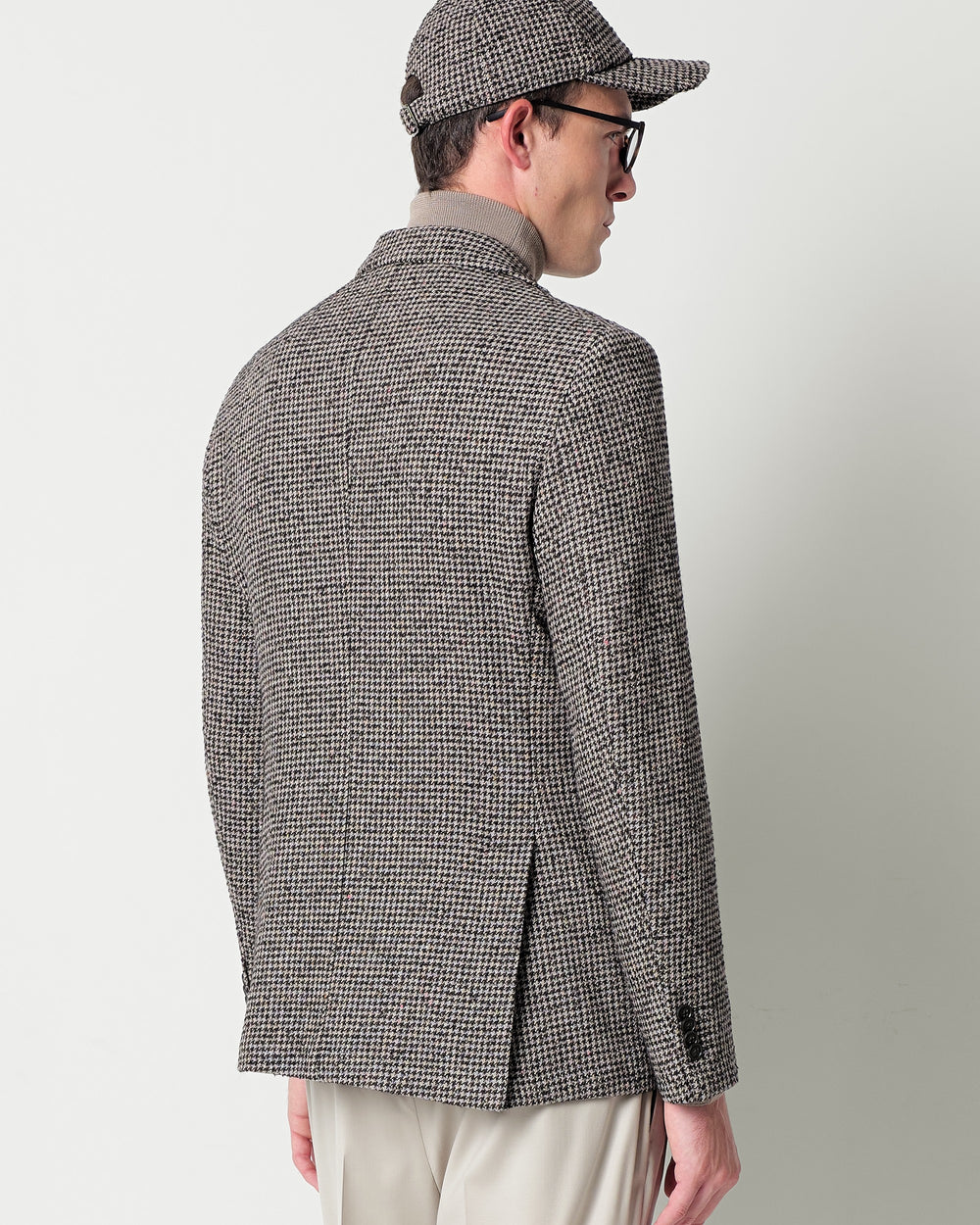 cotton blend houndstooth blazer