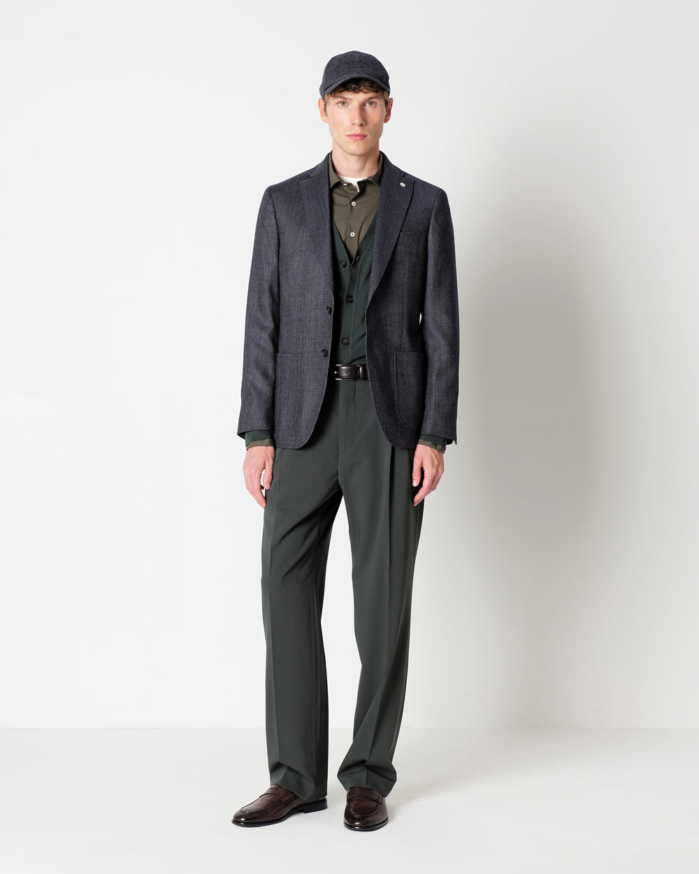 blue denim effect twill blazer