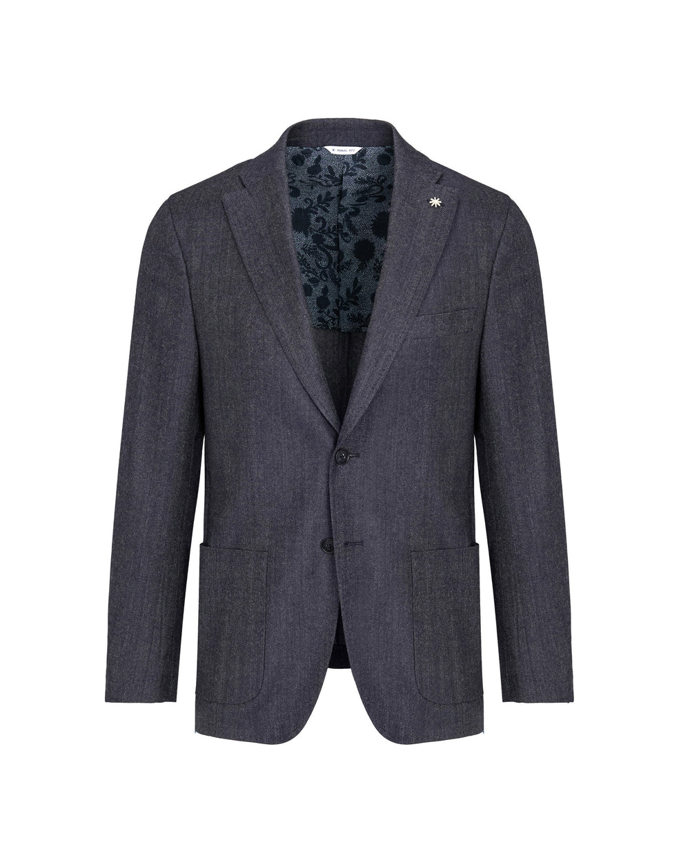 blue denim effect twill blazer