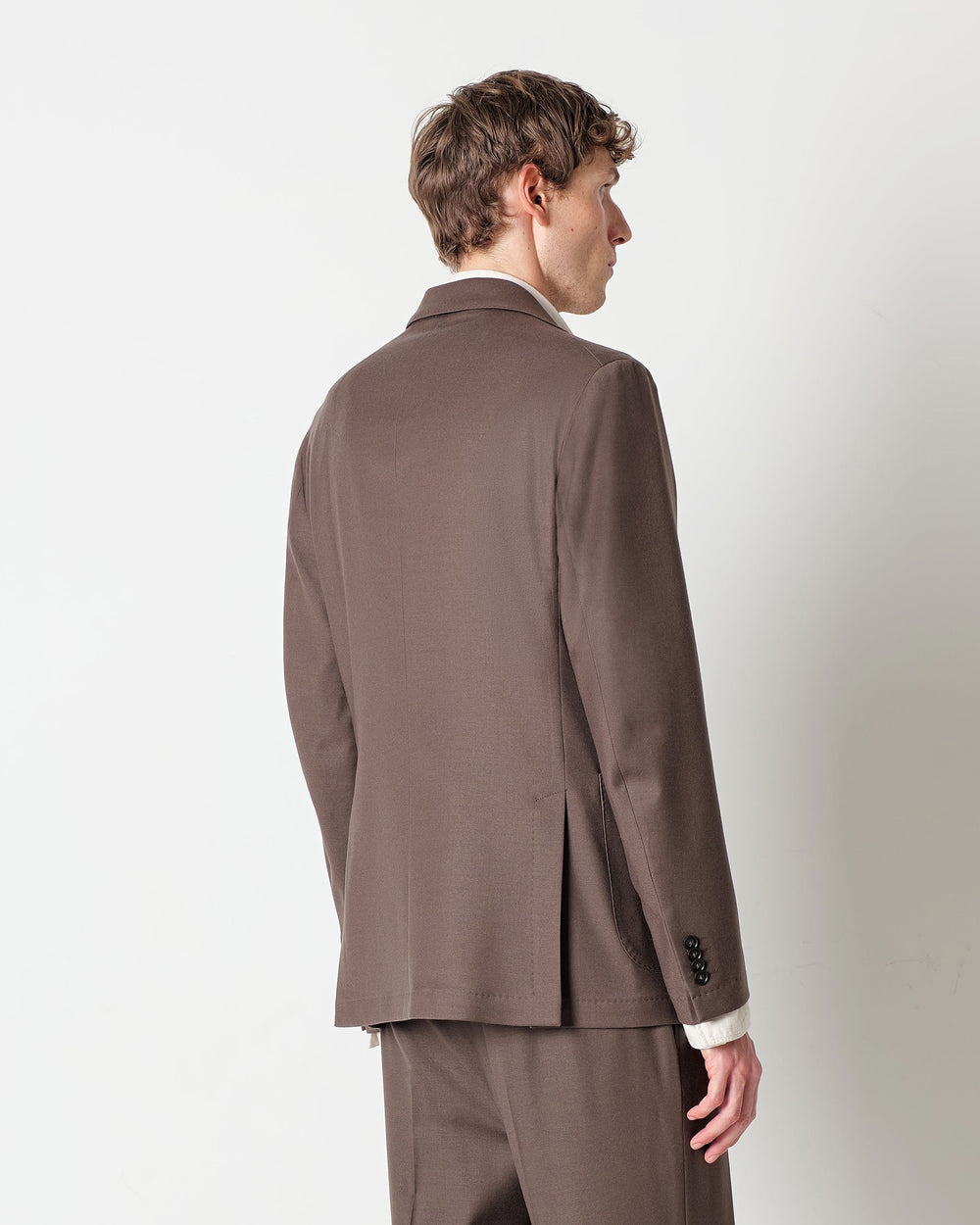brown nuvola stretch wool flannel blazer