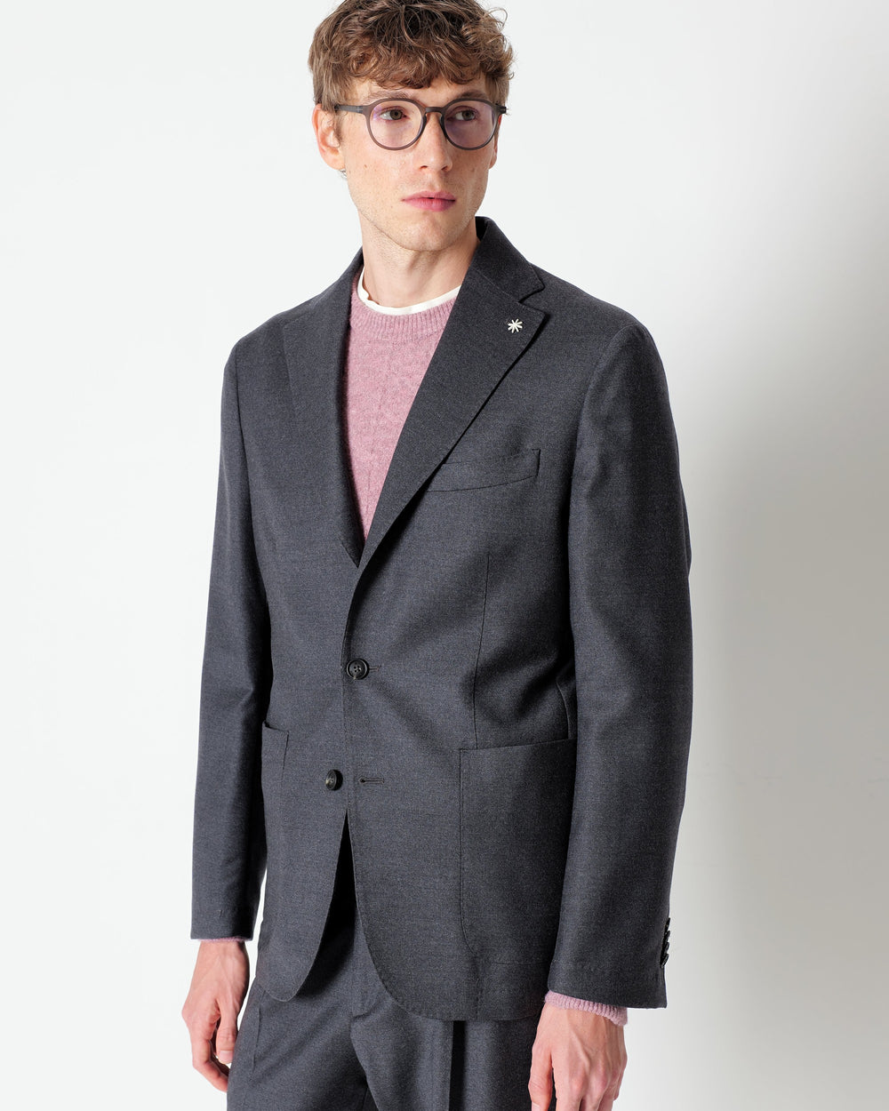 gray nuvola stretch wool flannel blazer