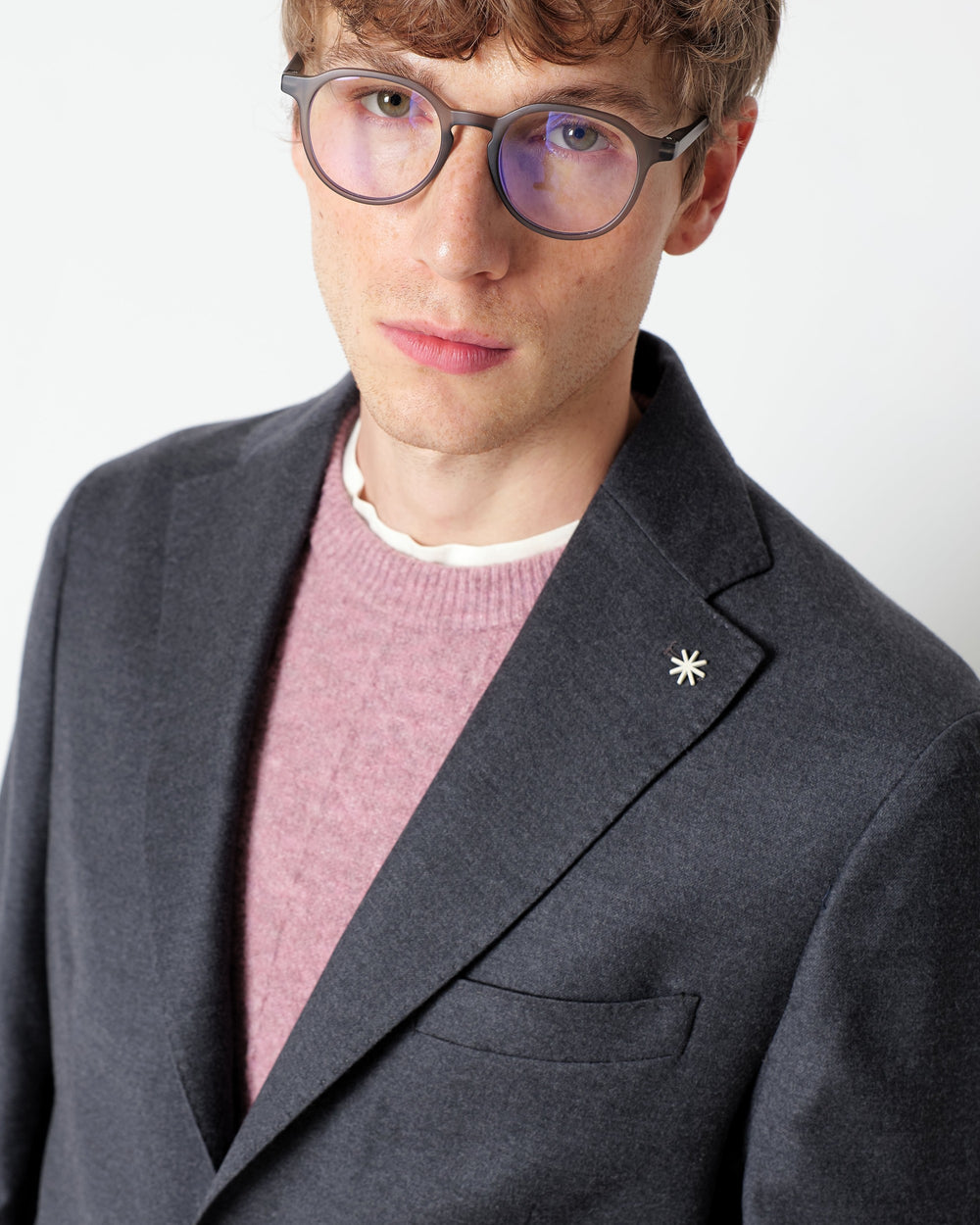 gray nuvola stretch wool flannel blazer