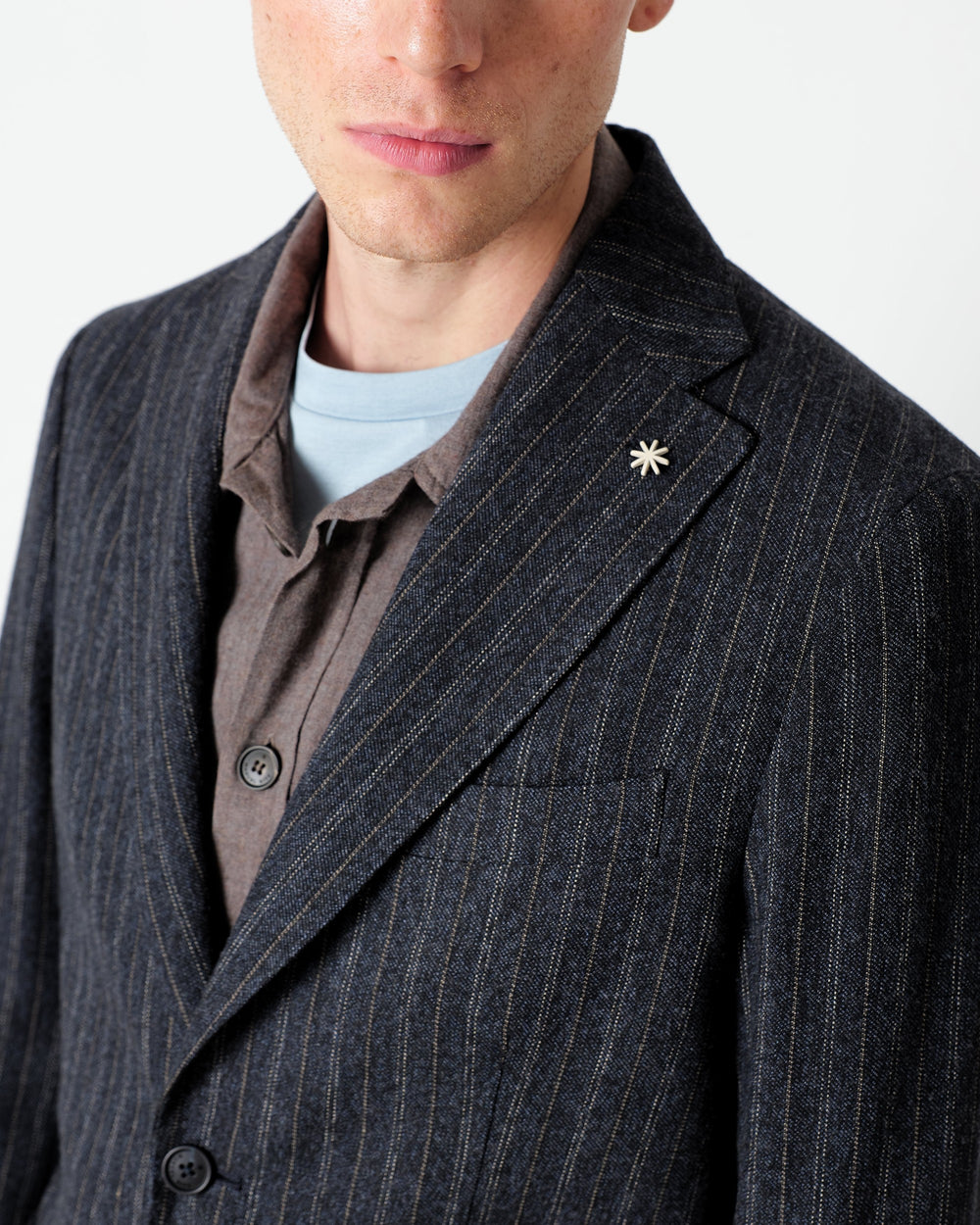 blue nuvola pinstripe blazer in a cotton wool blend