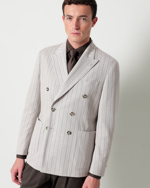 double breasted regimental jersey blazer in a cotton blend