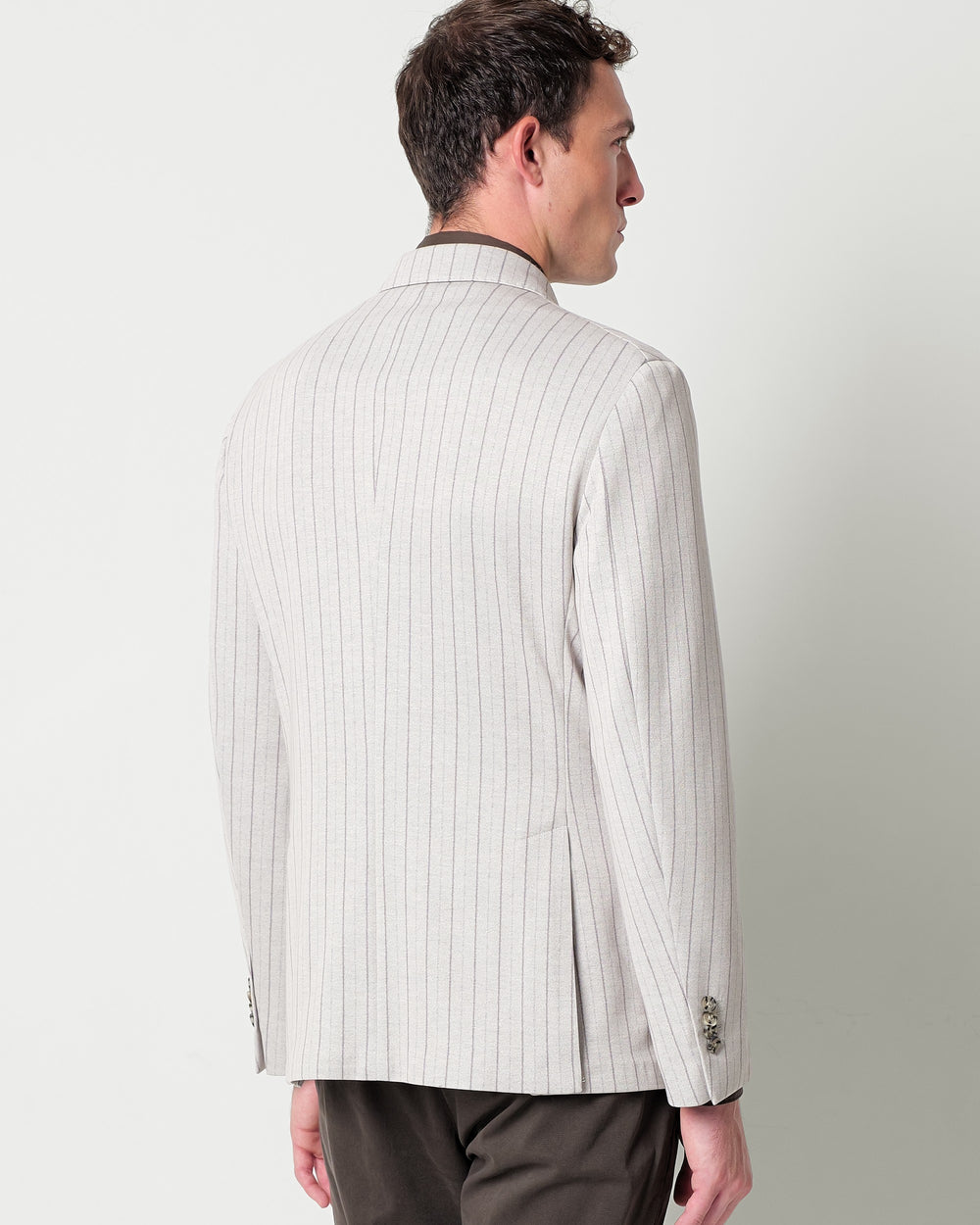 double breasted regimental jersey blazer in a cotton blend