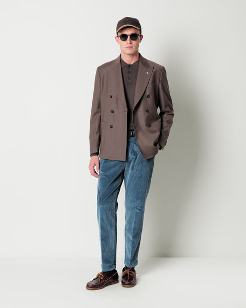 nuvola double breasted stretch wool flannel blazer
