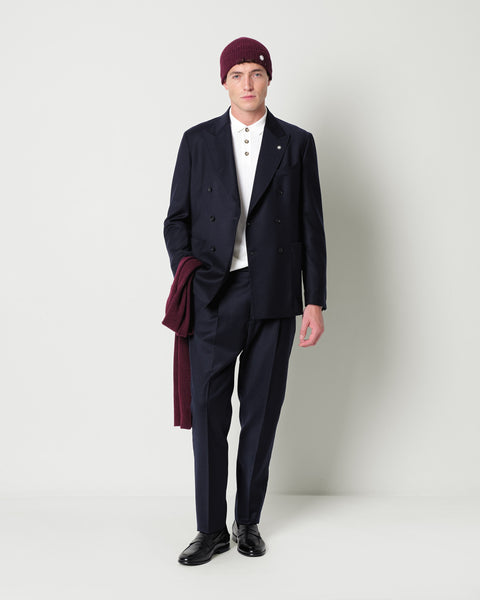 nuvola double breasted stretch wool flannel blazer
