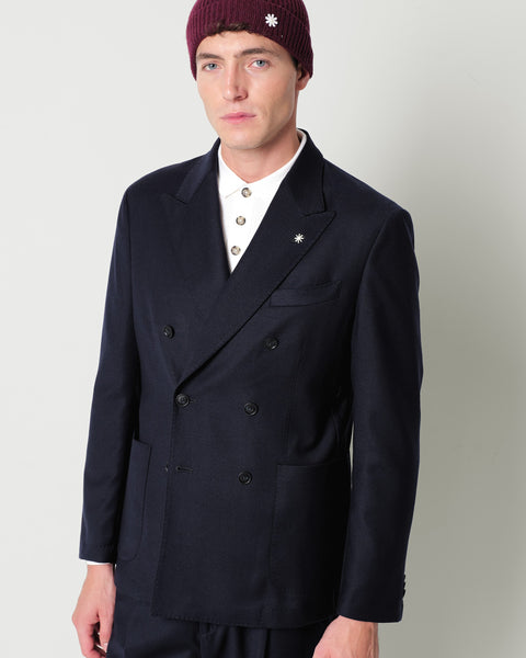 nuvola double breasted stretch wool flannel blazer