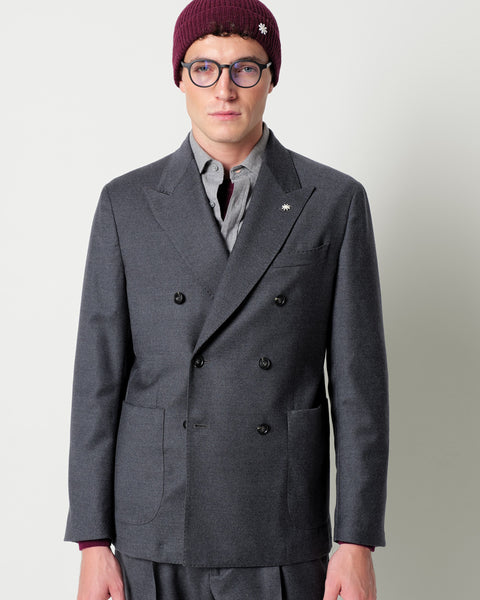 nuvola double breasted stretch wool flannel blazer