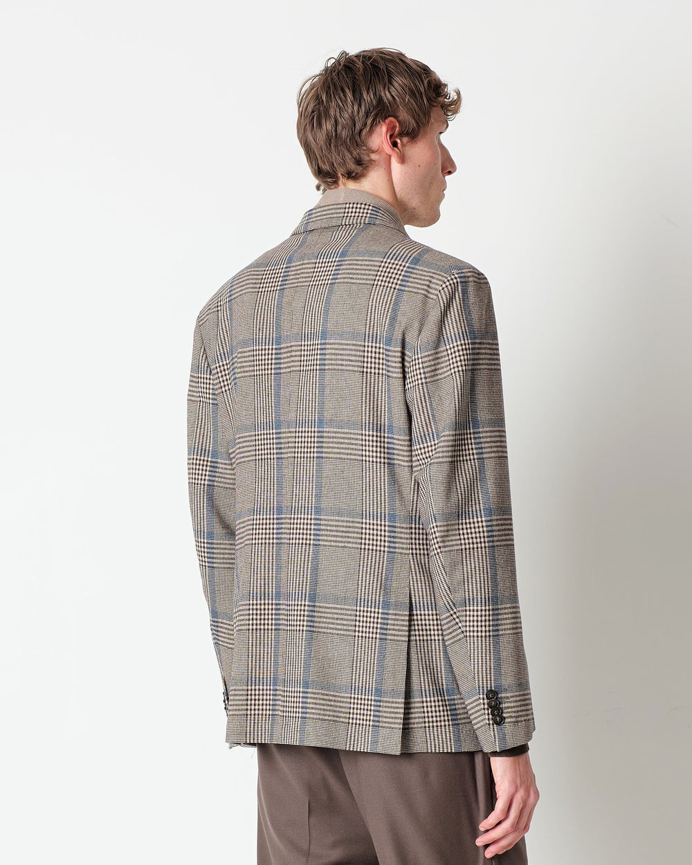brown nuvola double breasted overcheck wool blend blazer