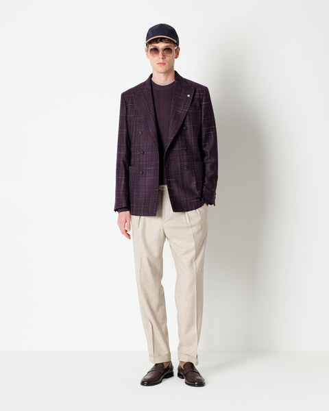 red nuvola double breasted boucle` check blazer in wool blend