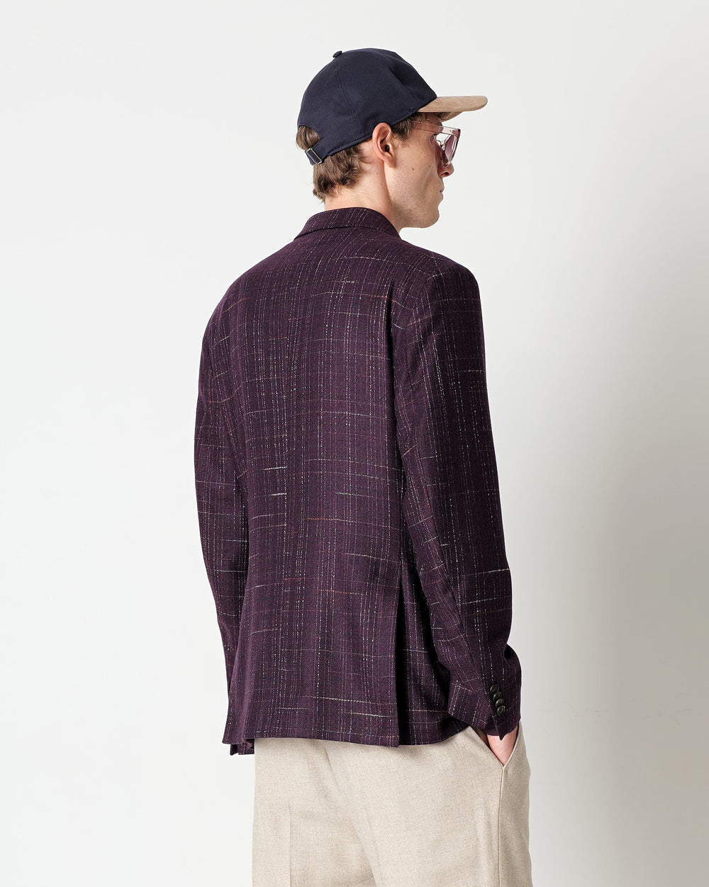 red nuvola double breasted boucle` check blazer in wool blend