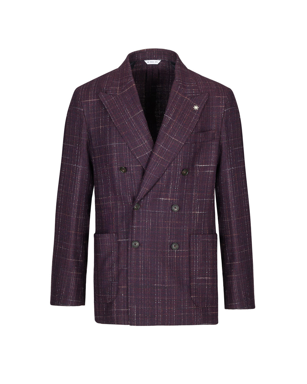 red nuvola double breasted boucle` check blazer in wool blend