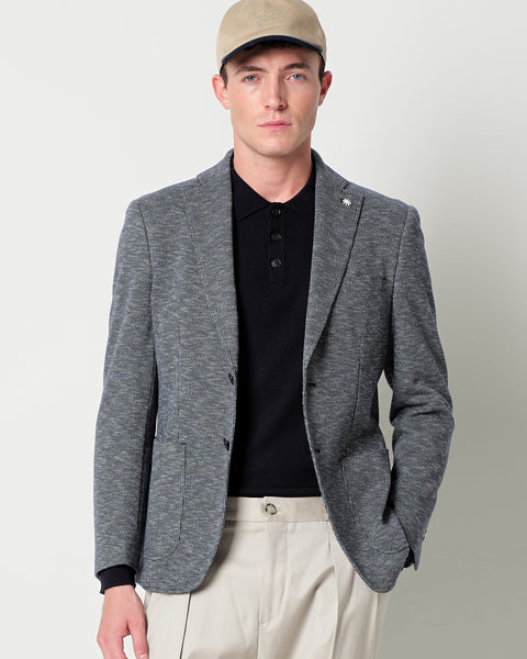 micro patterned jersey blazer in a cotton blend