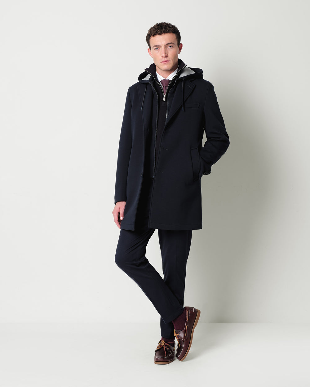 twill jersey coat with hood