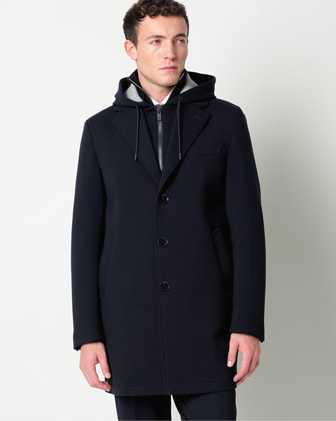 twill jersey coat with hood
