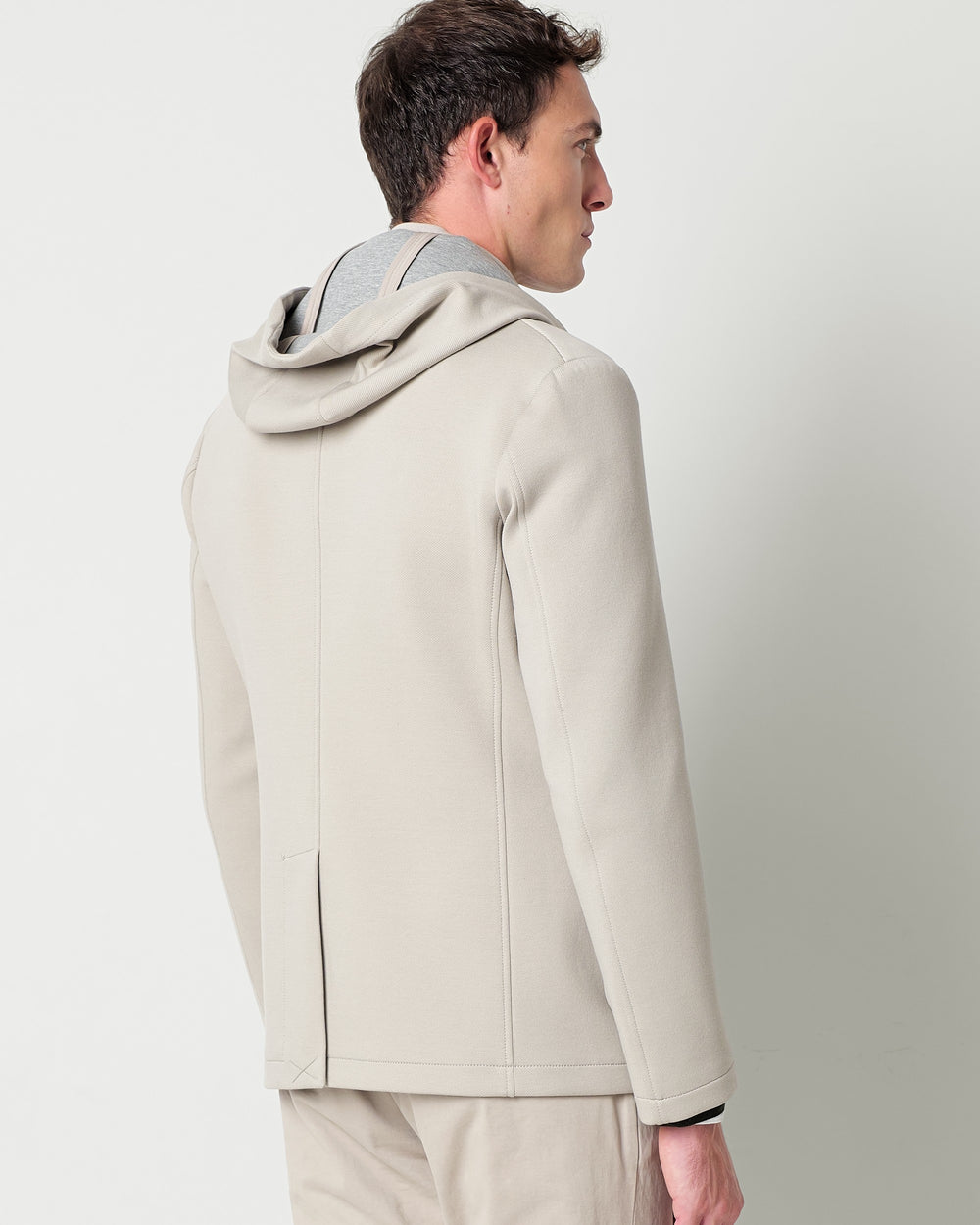 twill jersey hooded blazer