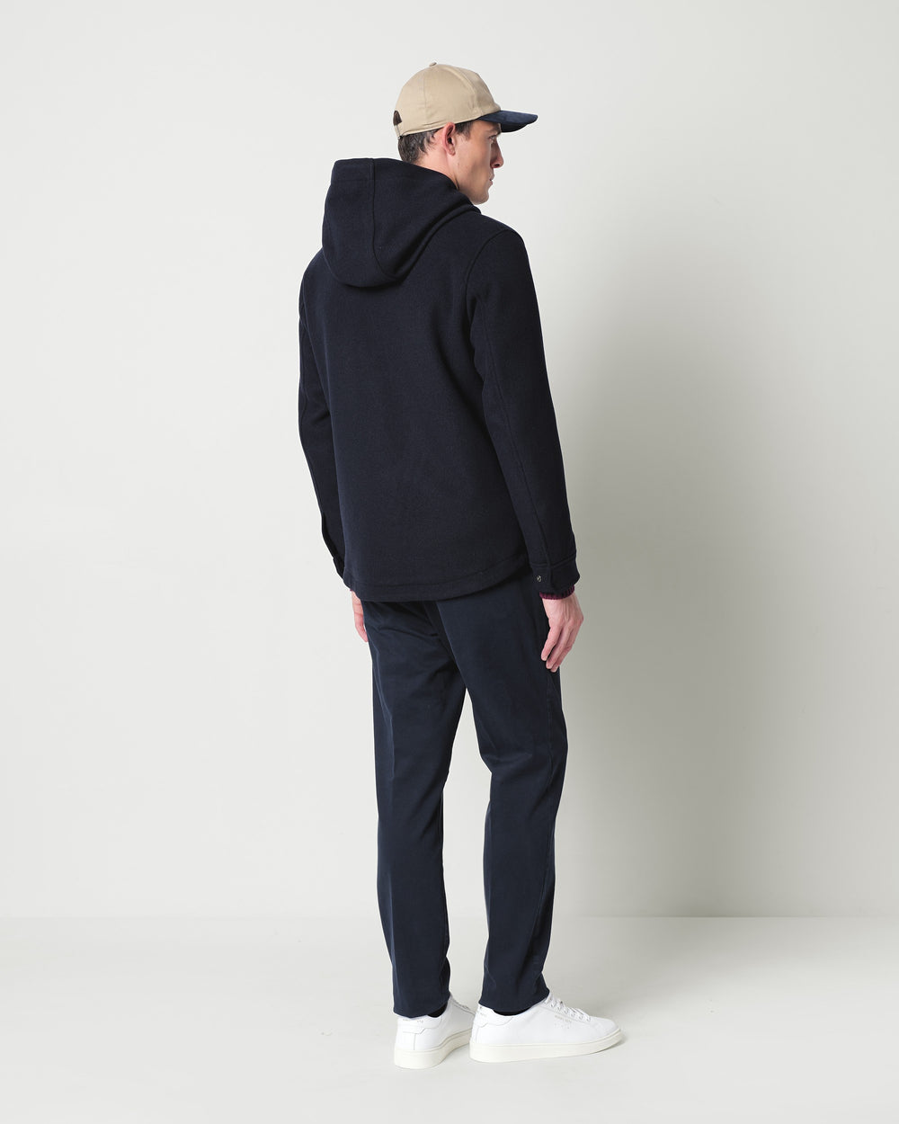 wool blend hooded jacket
