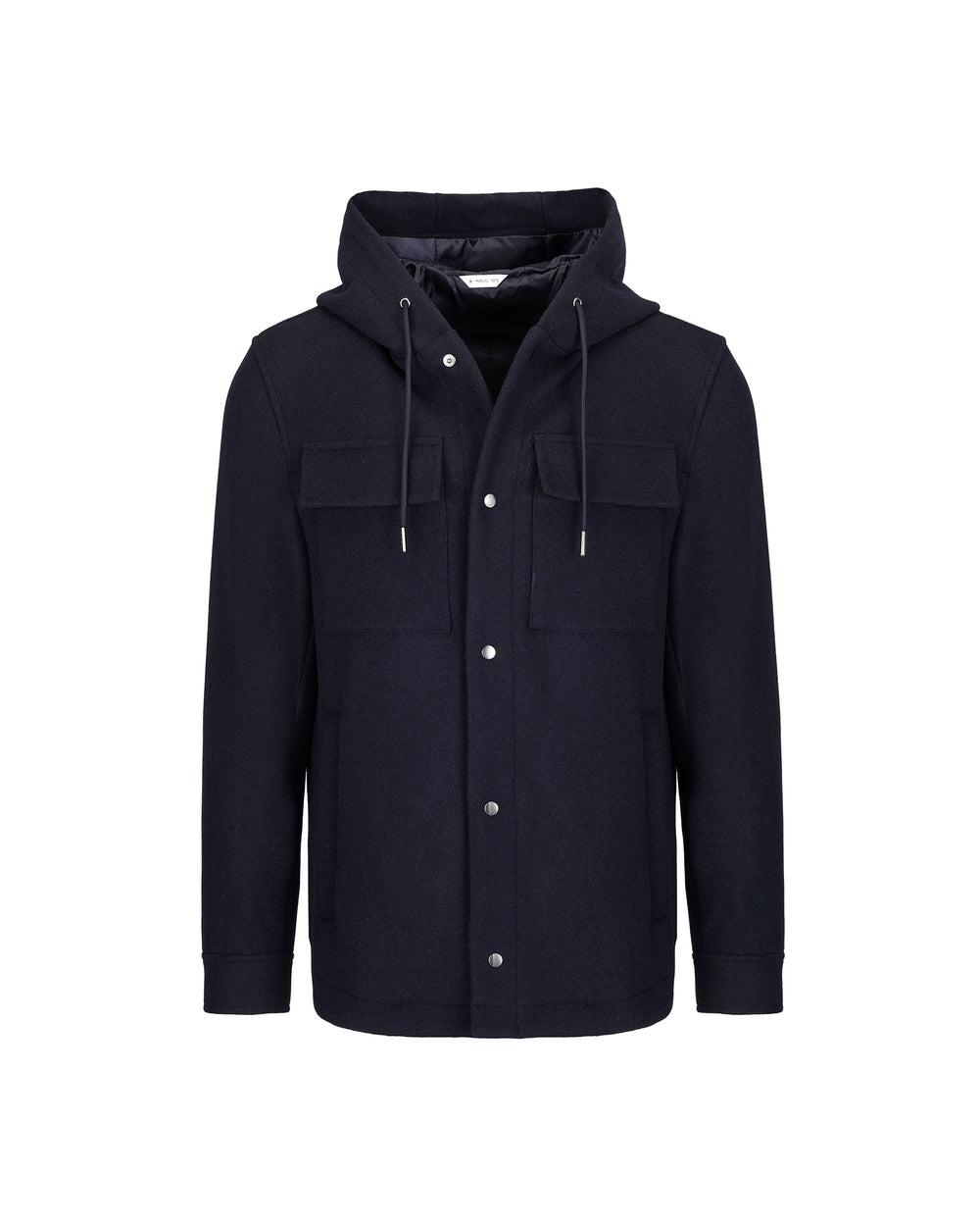 wool blend hooded jacket