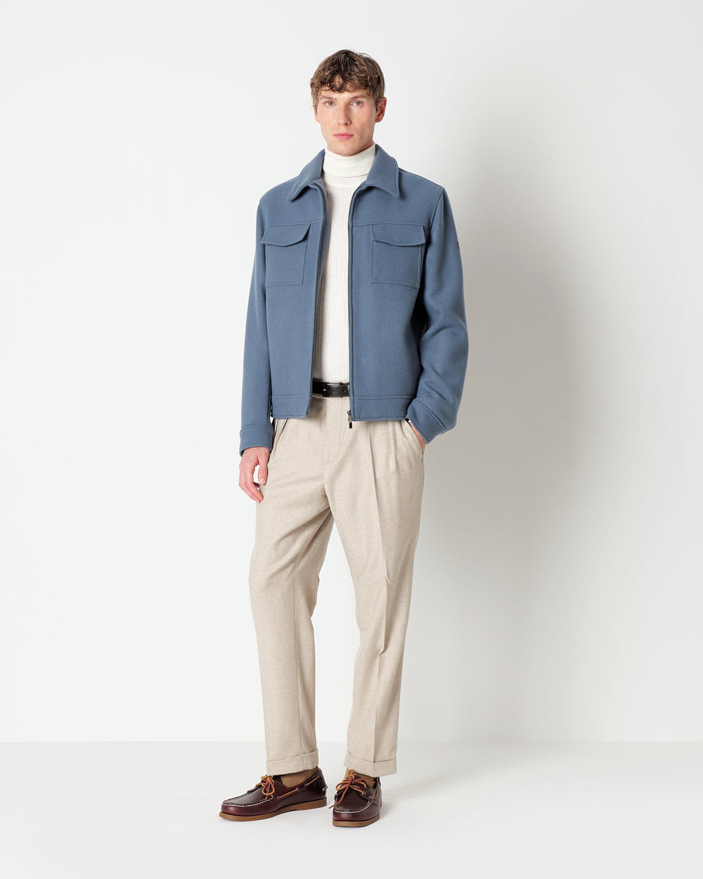 light blue wool blend jacket
