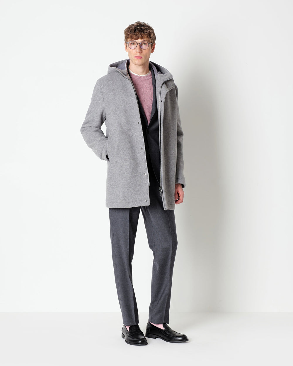 gray wool blend parka