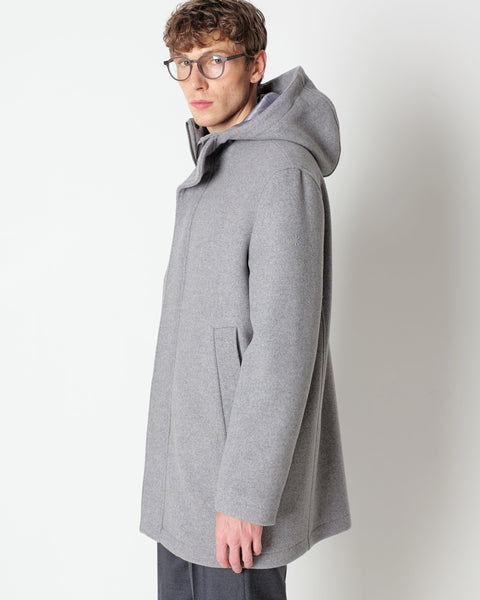gray wool blend parka