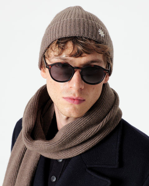 brown english rib cashmere blend cap