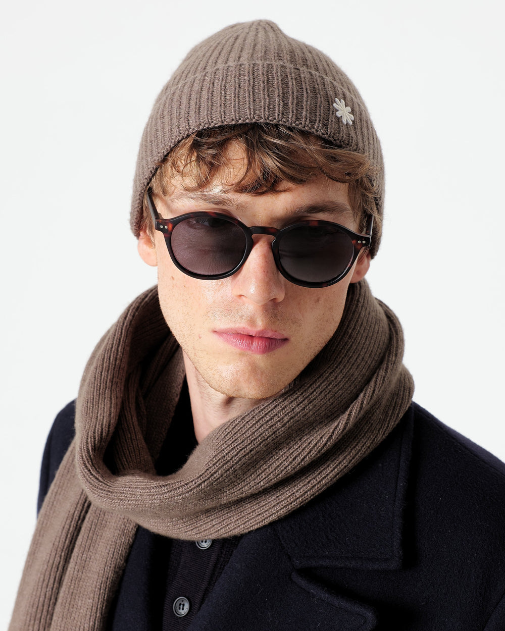 brown english rib cashmere blend cap