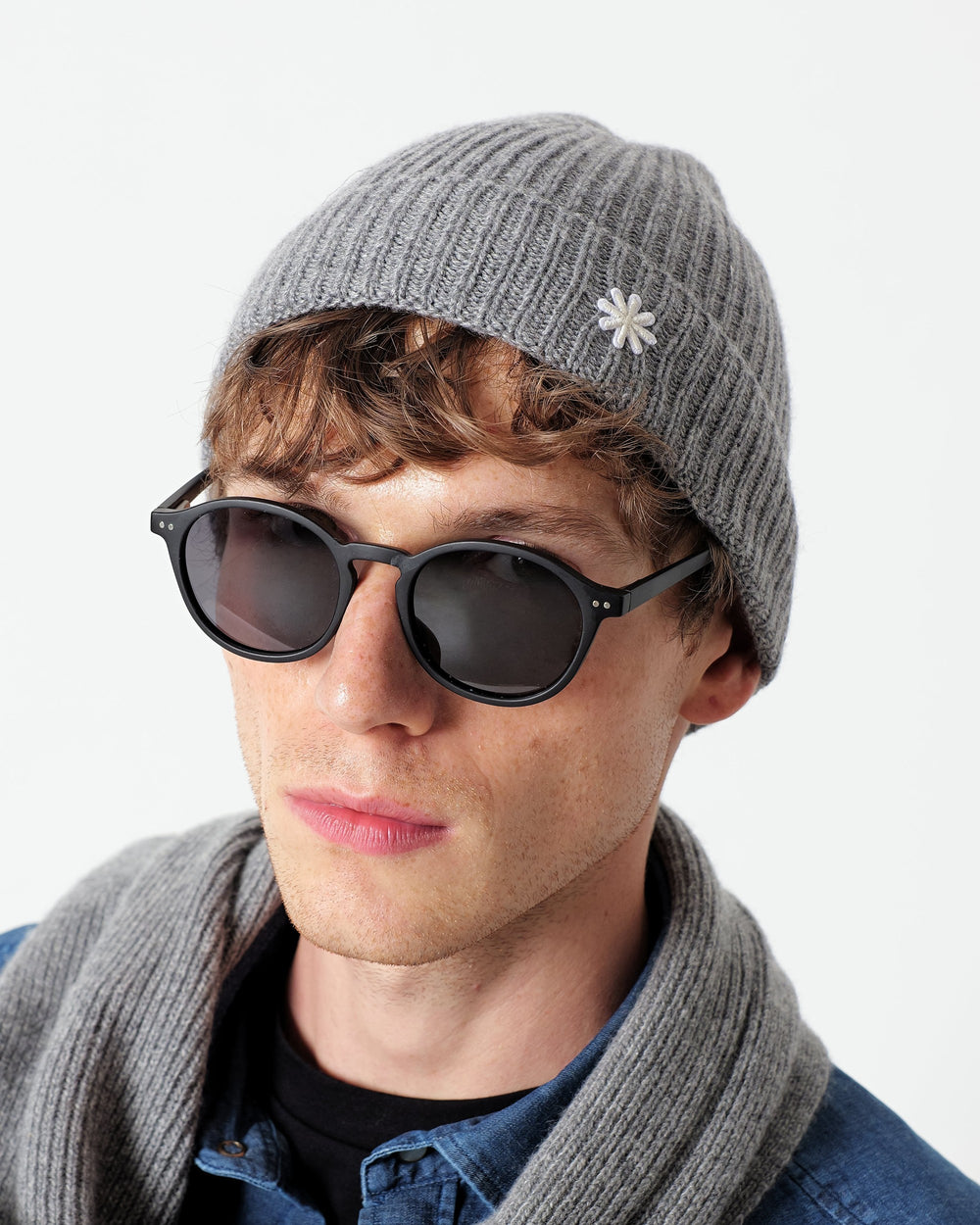 gray english rib cashmere blend cap