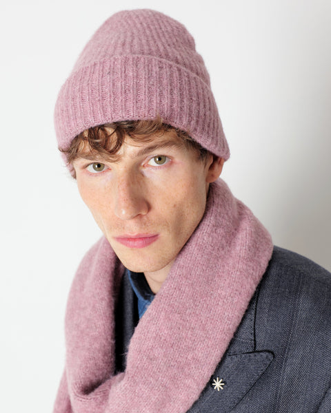pink english rib wool blend cap