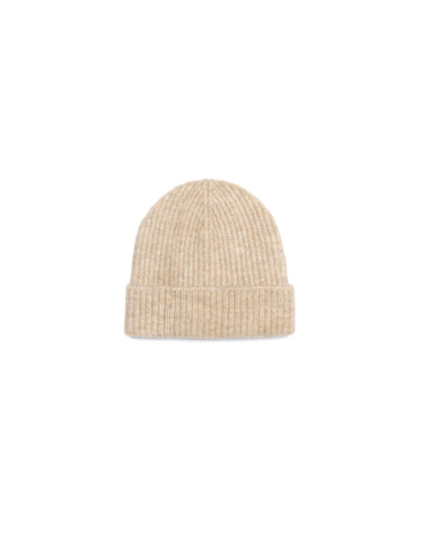 beige english rib wool blend cap