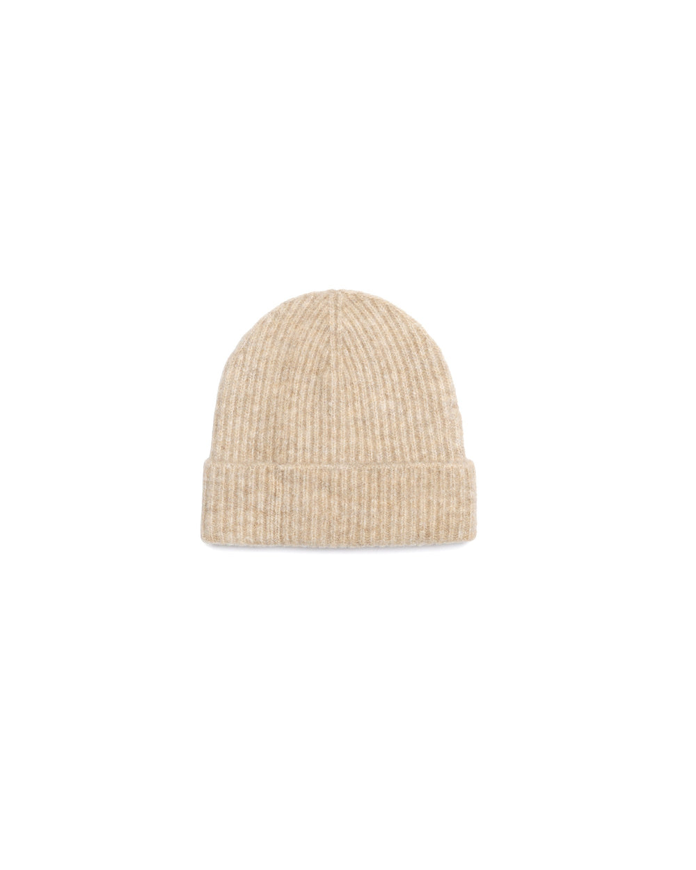 beige english rib wool blend cap