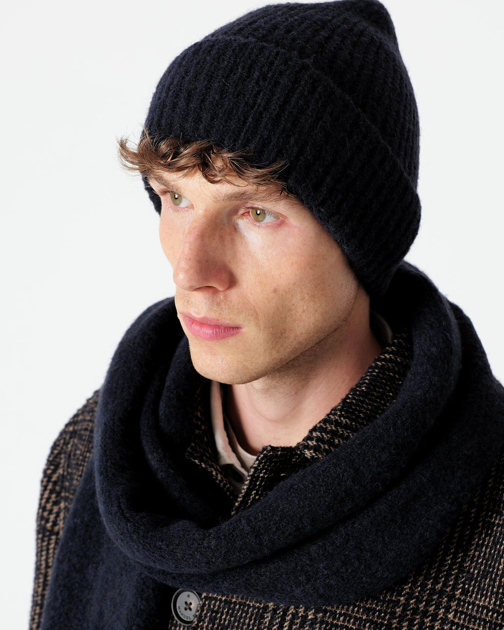blue english rib wool blend cap