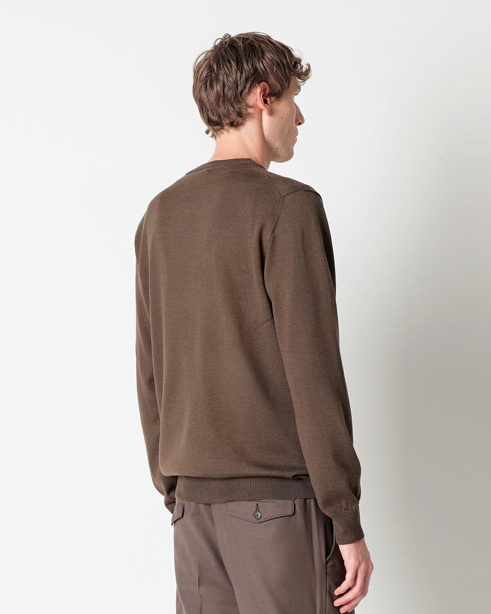 brown wool blend crew neck jumper