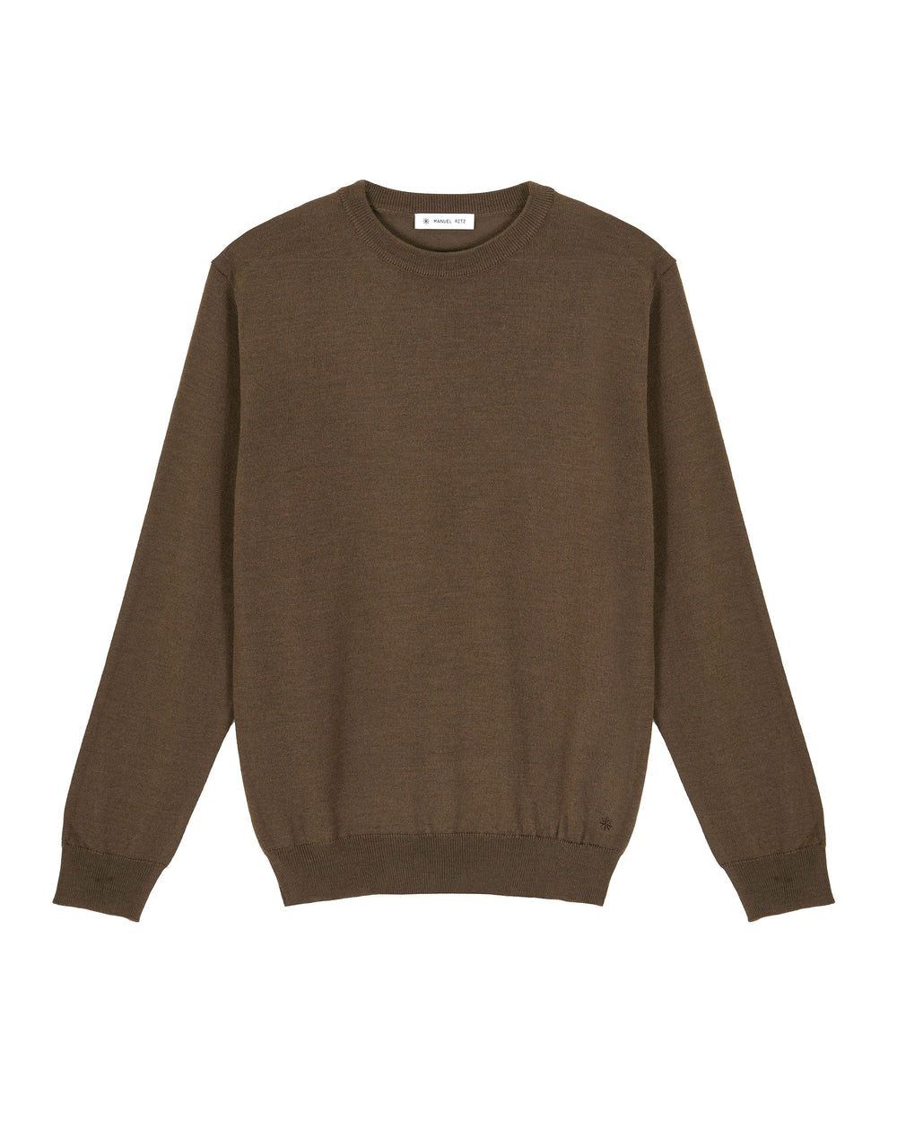 brown wool blend crew neck jumper