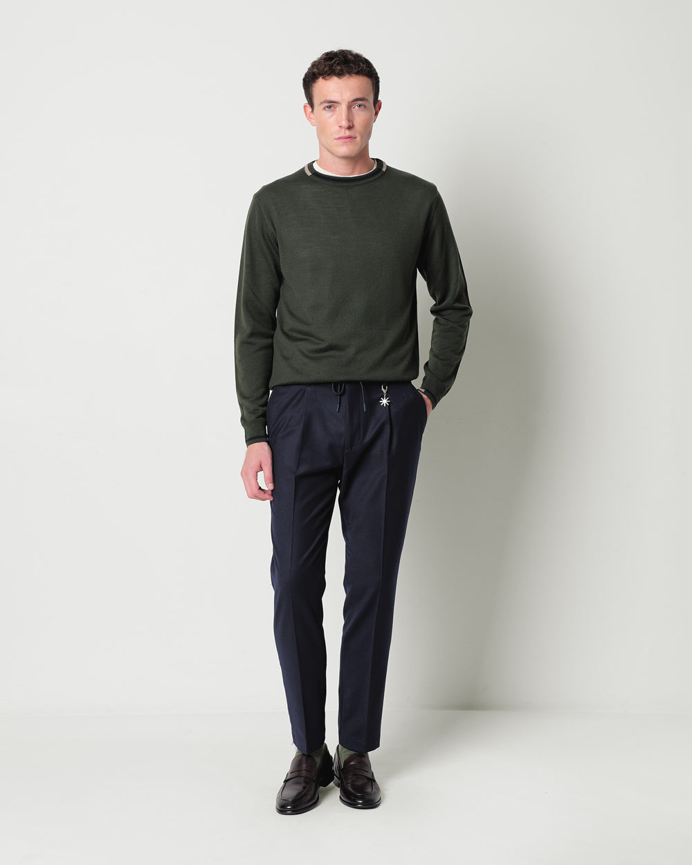 wool blend sweater with contrasts