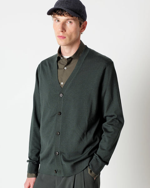 green pure wool cardigan