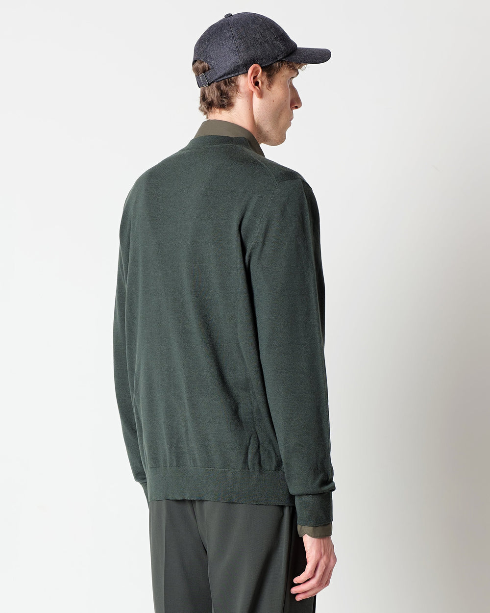 green pure wool cardigan