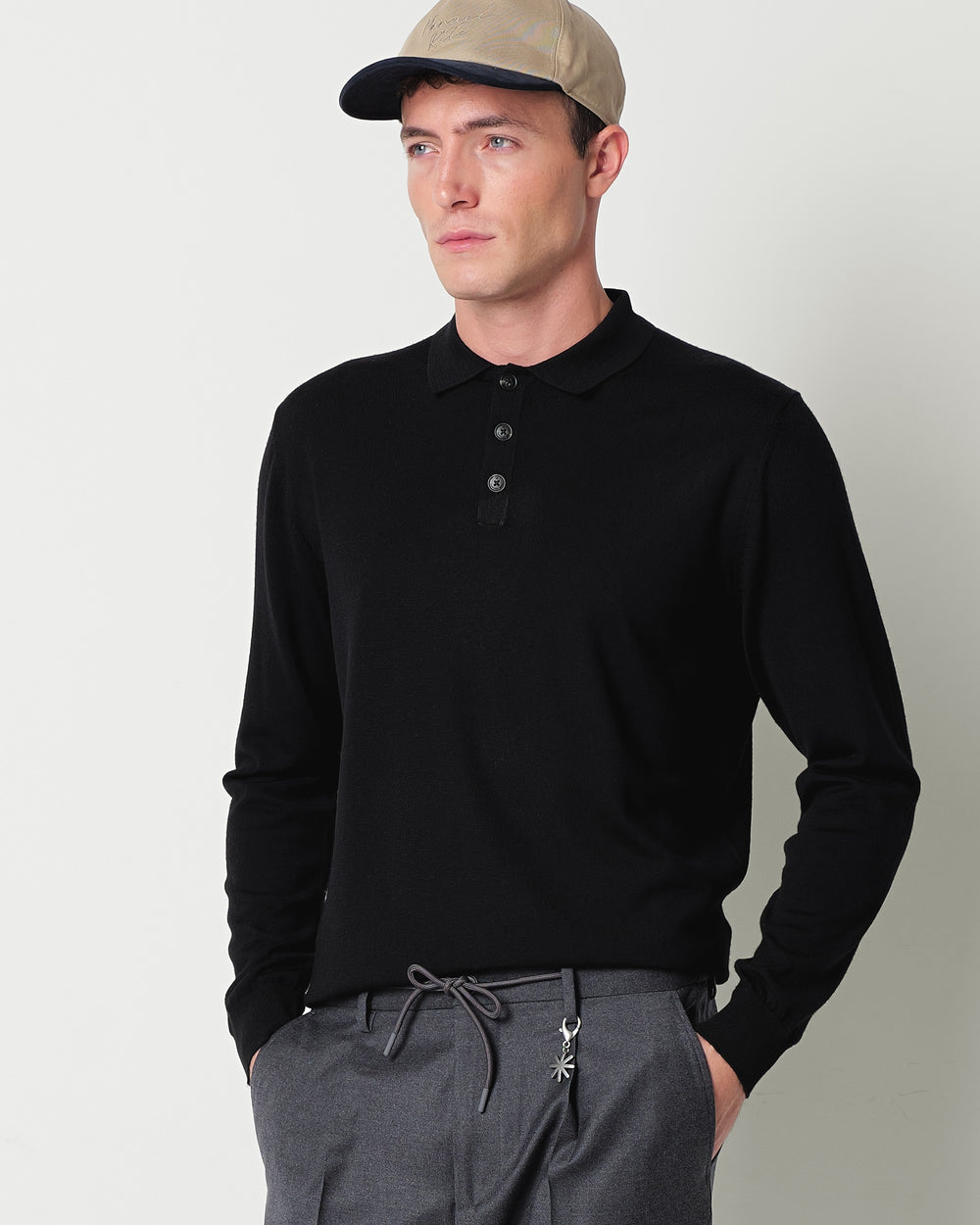 pure wool long sleeved polo shirt
