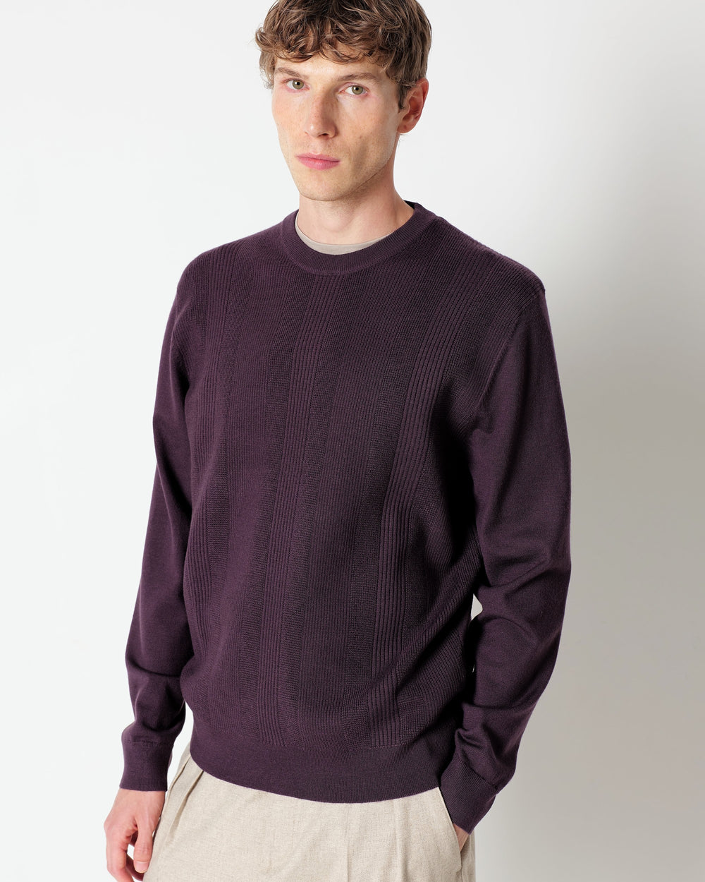 violet regimental wool blend jumper