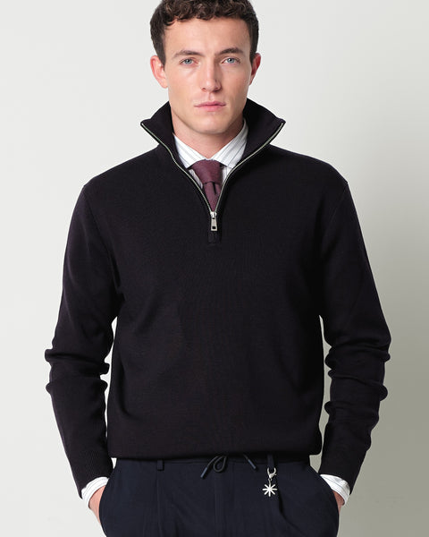 half zip wool blend sweater