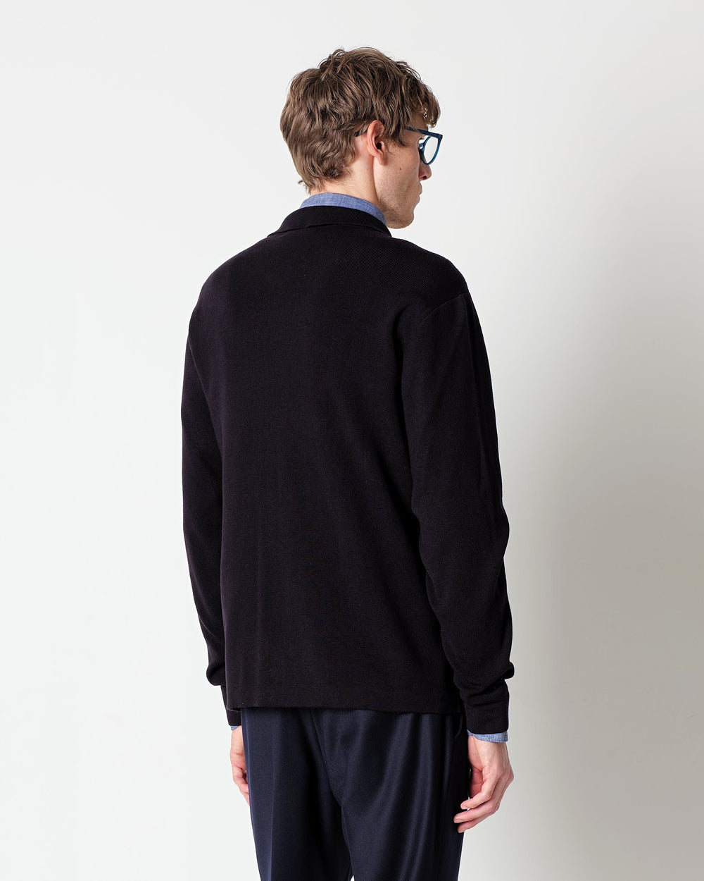 blue wool blend knitted overshirt