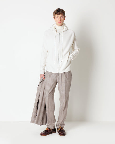 white wool blend hooded jumper